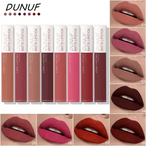 Dunuf Matte Long-Lasting Lip Gloss Intensely Pigmented Velvet Foggy Finish, Non-Fading European Style Lipstick Makeup, Single Item Liquid Form