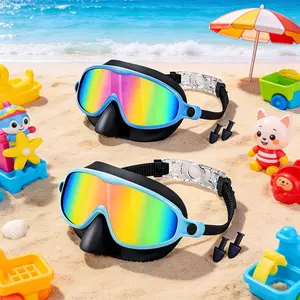 2 Pack Kids Swim Goggles with Nose & Ear Plugs, HD Anti-Fog & Waterproof Large Frame for Ages 3-16 |   Ultimate Comfort for Swimming Lessons, Pool, Beach & Family Vacation