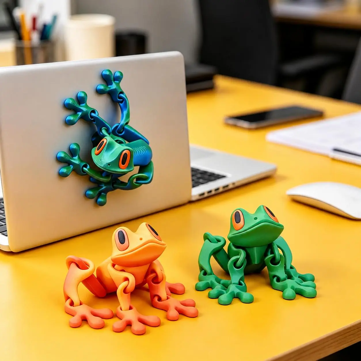 3D Printed Magnetic Frog Toy – Poseable Glow-in-the-Dark Fridge Magnet with Colorful Gradient Design,magnetic frog toy, poseable fridge magnet, 3D printed frog,frog gift, glow in the dark toy, desk decor frog, novelty fridge magnet