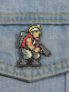 1 Piece Metal Slug Marco Cartoon Enamel Pin 8Bit Pixel Art Style Retro Vintage Video Game Soldier Design for Backpack Jacket Hat Decoration Gift for Gamers Collectors Arcade Lovers