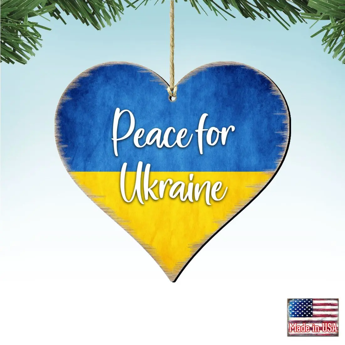 Designocracy 8187122-S2 Handmade Artistic Ukraine Heart Vintage Wooden Ornaments - 2-Piece Set, 5 x 5.5 in., Lightweight, UV-Coated, Indoor Home Decoration, Holiday Family Gift with Gift Bag