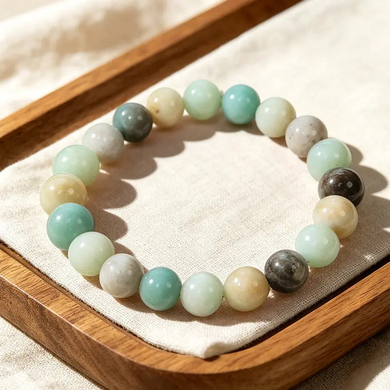 Natural Crystal Bracelet, Caribbean Style, Amazon Stone Bracelet, Fashion Jewelry