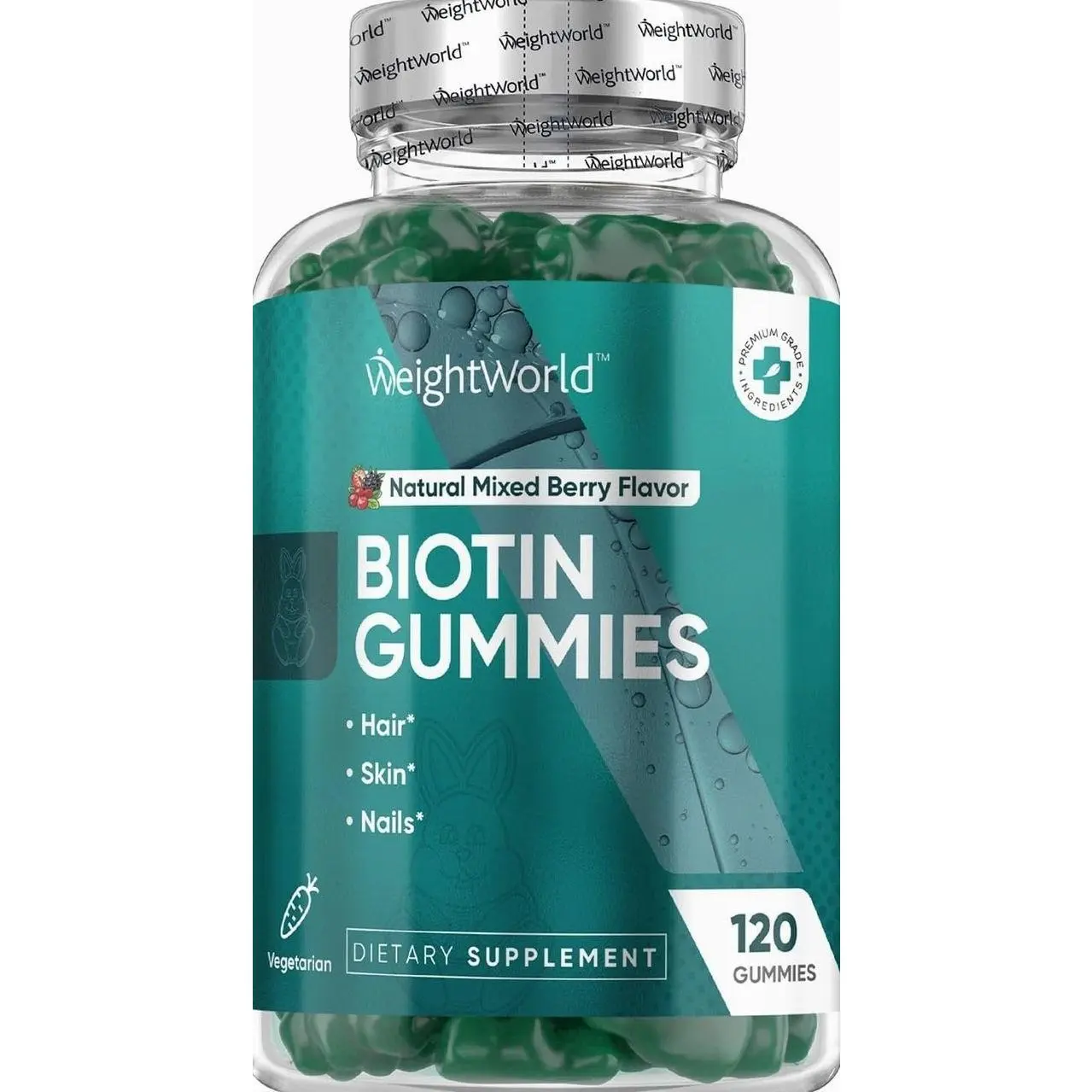 WeightWorld Biotin Hair Skin and Nails Gummies- 120 Count - Biotin for Hair Growth Women & Men - Biotin Gummies 5000mcg with 13 Essential Nutrients - Vegetarain - Non-GMO - Gluten-Free - Lactose-Free