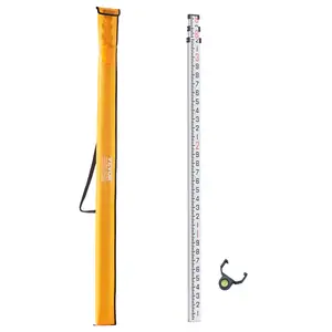 VEVOR Aluminum Grade Rod,  9-Feet/10ths 3 Sections Telescopic Measuring Rod,Double-Sided Scale 1/10ft Leveling Rod Stick,Aluminum Alloy Survey Rod with Bubble Level&Carrying Bag for Houses,Walls,Floors