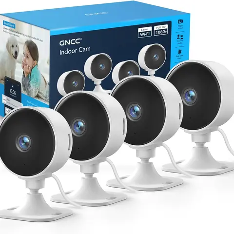 GNCC 4-Pack Home Security Cameras - 2.4G WiFi, Full HD 1080P Lens, AI Motion Detection, AI Videos, Sound Alert, 2-Way Audio Micro, Night Vision, Cloud/SD Card Recording, Speaker, Easy Mount, Works with Alexa/Google Home (Surveillance, Baby Monitor)
