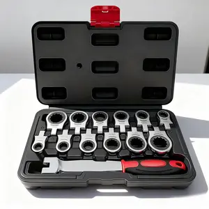 13-Piece Interchangeable Head Ratchet Wrench Set, Flexible Head Quick-Release Socket Kit for Mechanic, Automotive and Hand Tool Applications, Mechanic Tools, Automotive Tools