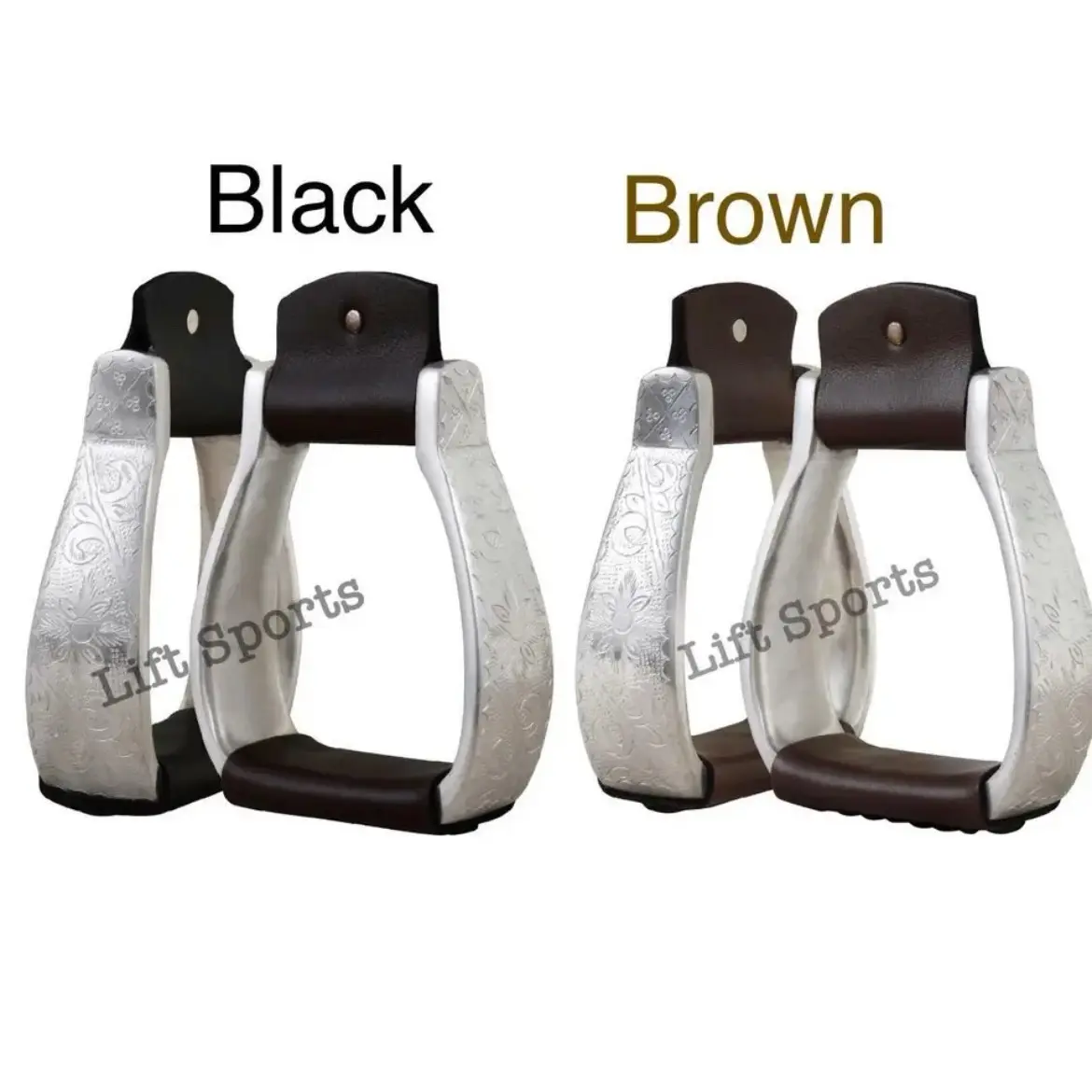 Engraved Western Black-Brown Horse Riding Stirrups Irons