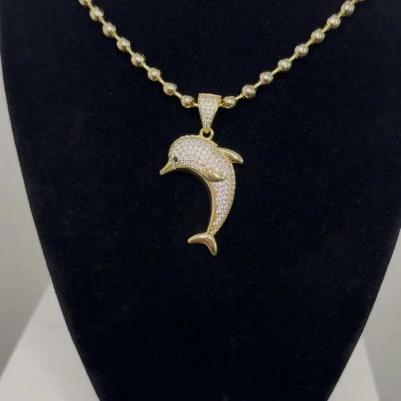 #7| Delphine Gold Necklace with Sparkling Dolphin Pendant for Women's Fashion