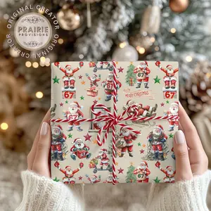 67 Wrapping Paper, 67 Meme Christmas Gift Wrap, Kids Funny Wrapping Paper, Santa Gift Wrap, Brain Rot 67 Meme, Holiday Gift Wrap