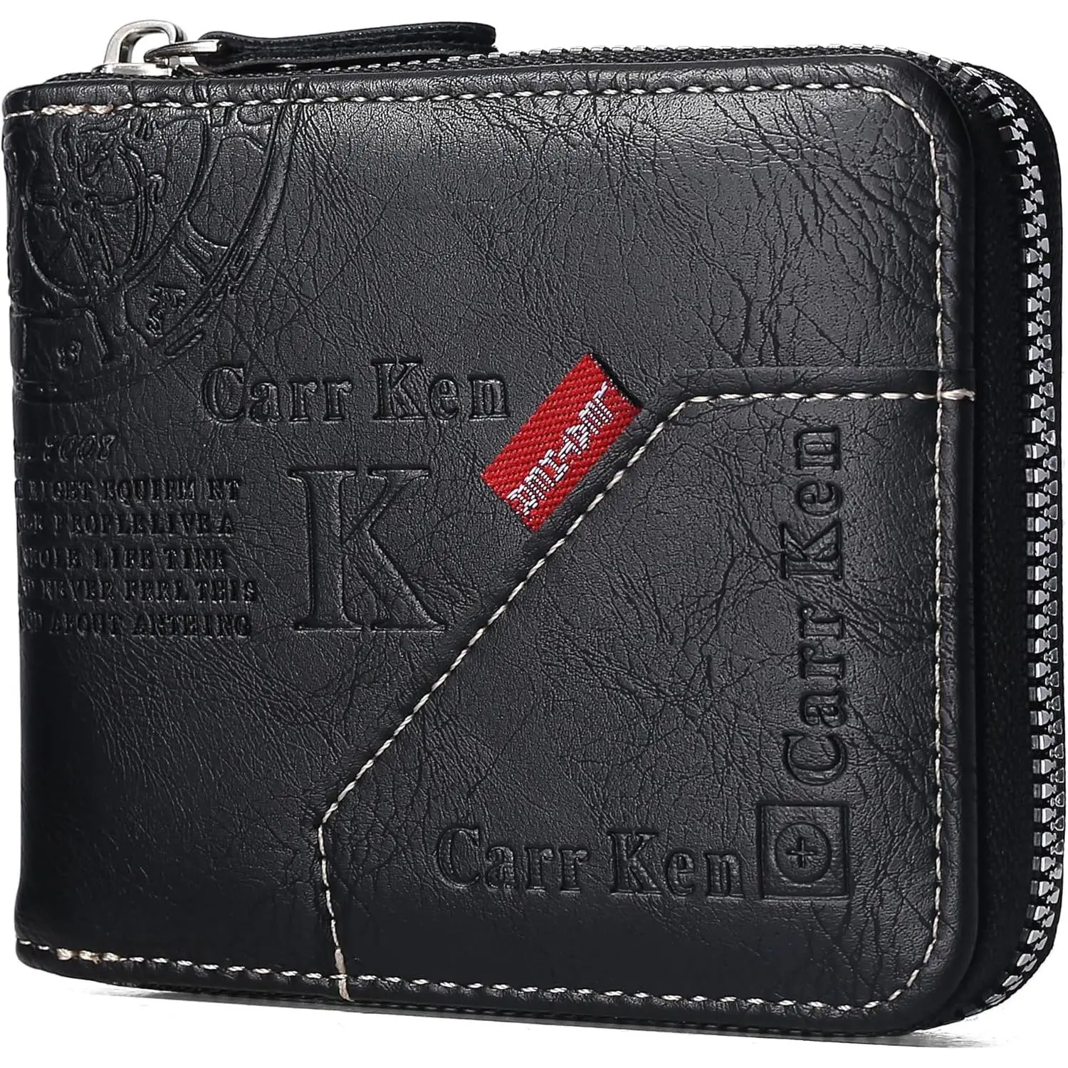 Mens wallet Leather wallet men Wallet Zipper RFID Bifold Wallet for Men ID card Window Credit Card  Photo Multifunction Card Slots  for Him,Black