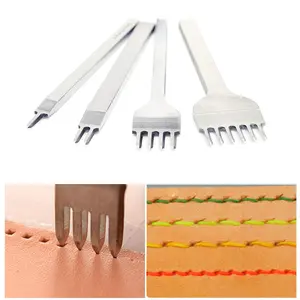 Leather Craft Tool Hole Punches 1+2+4+6 Prong Lacing Stitching Punch, Craft Kits (4mm)