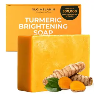 Glo Melanin Organic Turmeric Soap for Dark Spots, Turmeric Soap for Face, All Natural Turmeric Face Wash