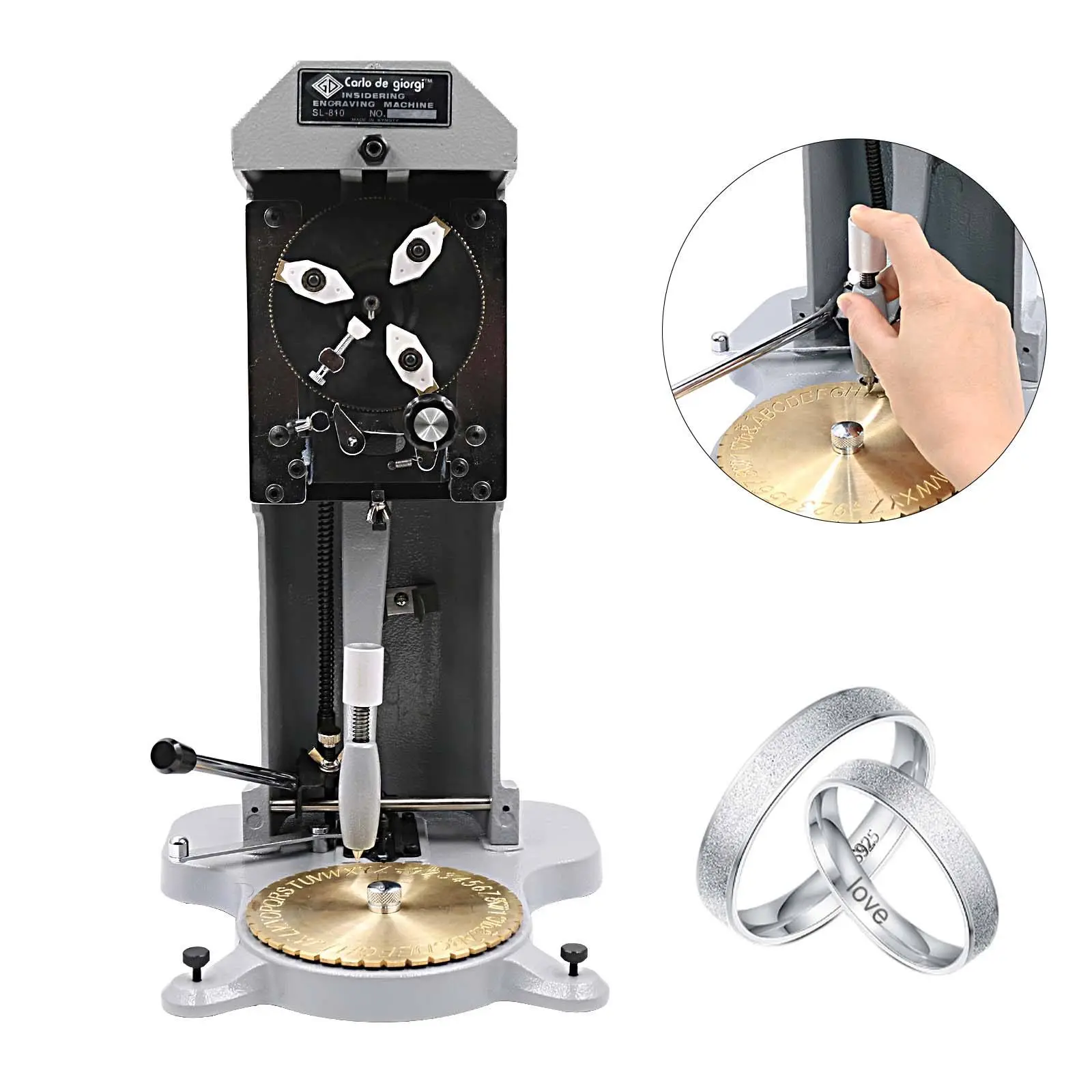 Professional Inside Ring Engraving Machine - Manual Stamper with Dual-Dial, Metal Base for Jewelry Making, Customizing Needs