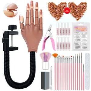 Professional Nail Art Kit Full Set with Practice Hand Model Fake Nails Training Gloves for Beginners and Pros to Start Shop