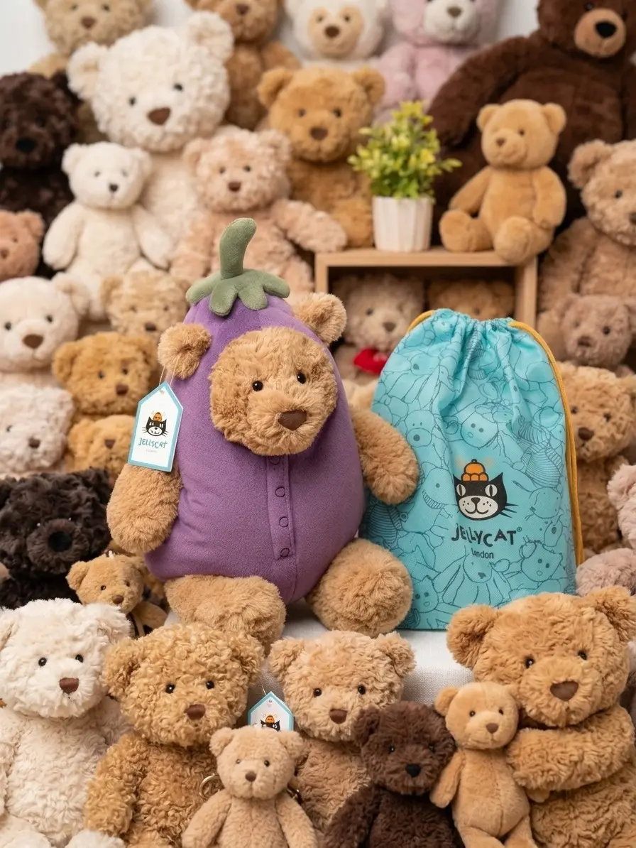 Authentic Jellycat Bartholomew Bear Aubergine Plush | US Stock | Free Jellycat Gift Bag
