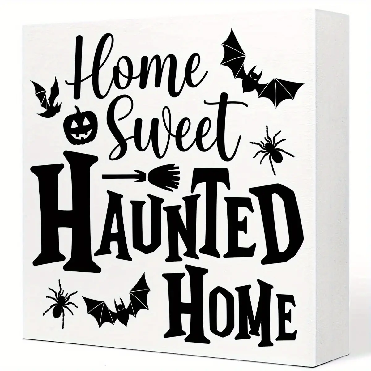 Halloween Bat Spider Pumpkin Broom Decor, Decoration, 3.96 Inch Foam PVC Desktop Ornament, Tabletop & Wall Art, Perfect for Home & Office Gifts