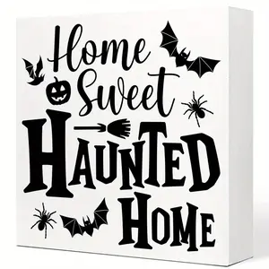 Halloween Bat Spider Pumpkin Broom Decor, Decoration, 3.96 Inch Foam PVC Desktop Ornament, Tabletop & Wall Art, Perfect for Home & Office Gifts