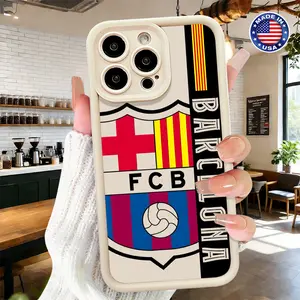 Stylish Barcelona Football Club Logo Sports Pattern Case for iPhone 17 16 15 14 Pro Max 13 12 11 XR XS Plus Air Slim Shockproof Anti Drop Protective Lightweight Durable TPU Cover