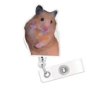 Hamster Badge Reel | Badge Reel | Medical ID Badge | Nurse Badge Reel | Funny Badge Holder | Funny Gift | Cute Hamster | Name Tag (Retractable Belt clip)