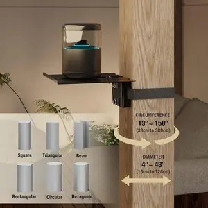 ZeboZap ZZSLSB1001 DIY Detachable Gazebo Post Floating Strap-On Shelf for Soundbars & Gaming Consoles - Supports Up to 20lbs - Easy Installation with SLOTGRIP Technology - Elegant Black Finish - Versatile Storage Solution