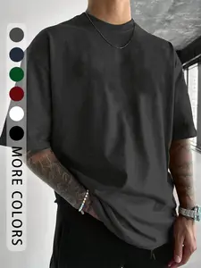 Men's Summer Sport Solid Color T-Shirt, Breathable Quick-Dry Knit Fabric, Elastic Round Neck Short Sleeve, Casual Daily Wear, Fitness Running Basketball Training Top