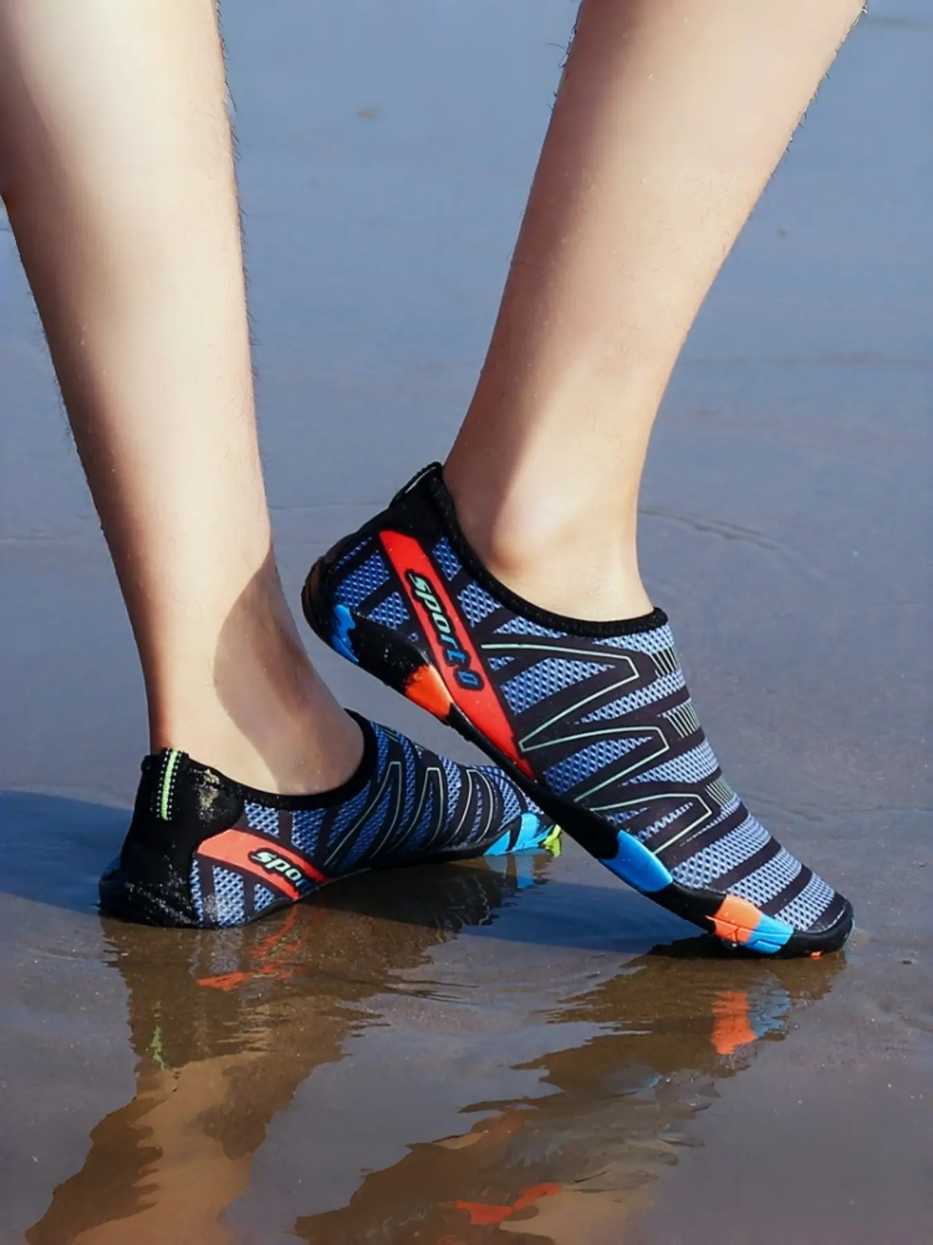 Unisex Colorblock Water Shoes, Quick Drying Barefoot Sports Shoes, Comfortable Lightweight Design Water Shoes for River Beach Swimming Pool Hiking, Wading Shoes, Sporty Water Shoes