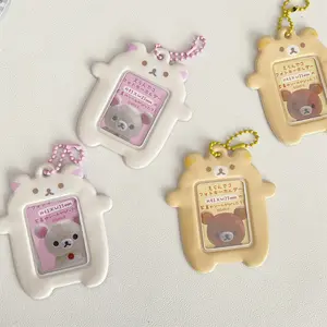 Japanese Style Kawaii Cartoon Bear  Po Card Holder Keyring Cute Bear K-Pop Idol Keychain For 2 Inch Po School License Case