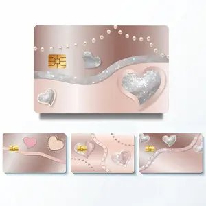 Heart Pattern Credit Card Skin Sticker, 4 Counts/set Thin Waterproof Scratch Resistant Credit Card Skin Sticker, Durable Personalized Bank Card Decorative Sticker