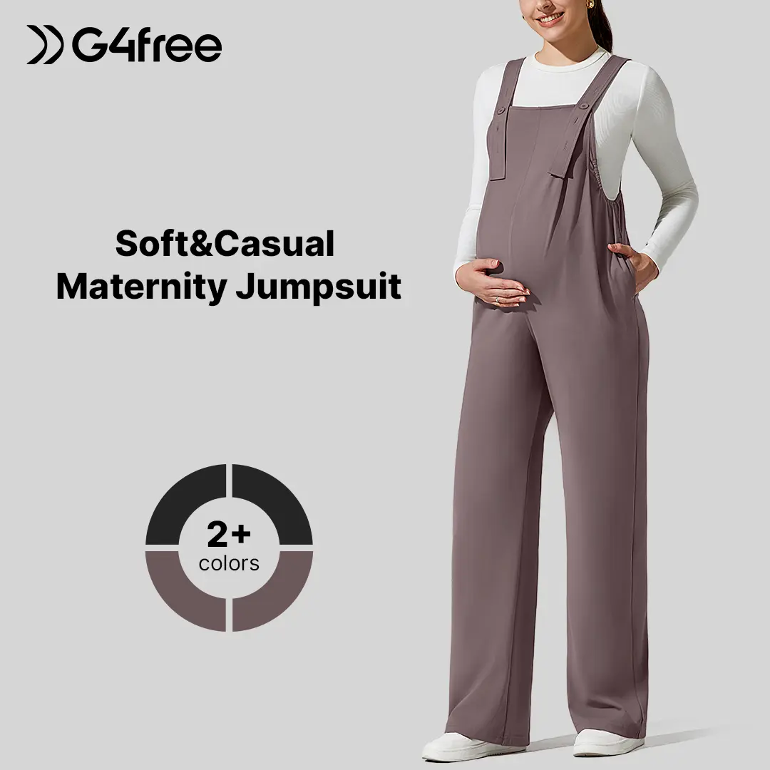 G4Free ShiftReady Maternity Overalls, Adjustable Strap Jumpsuit with Pockets, Wide Leg Maternity Clothing for Pregnancy