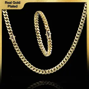 Holylegend 14K Real Gold-Plated Royal Monaco Cuban Necklace and bracelet set, Italian Jewelry for Men & Women, Gift for Fashion Lovers