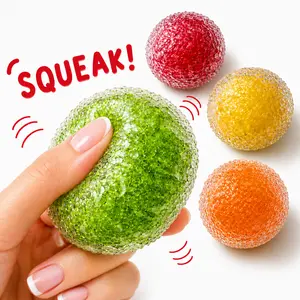 Crunchy ASMR Stress Ball, Satisfying Sandy Sound Glitter Squishy, Clear Sensory Fidget Toy for Anxiety Relief