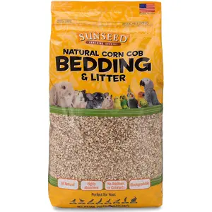 Sunseed Natural Corn Cob Bedding & Litter for Pet Birds and Small Animals – Made in USA – 350 Cubic Inches