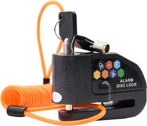 Alarm Disc Lock Set, Brake Lock, Anti-Theft Waterproof 110 dB 7mm Pin 5ft Reminder Cable for Motorcycles Bike Scooter Carry Pouch (1pcs Black)