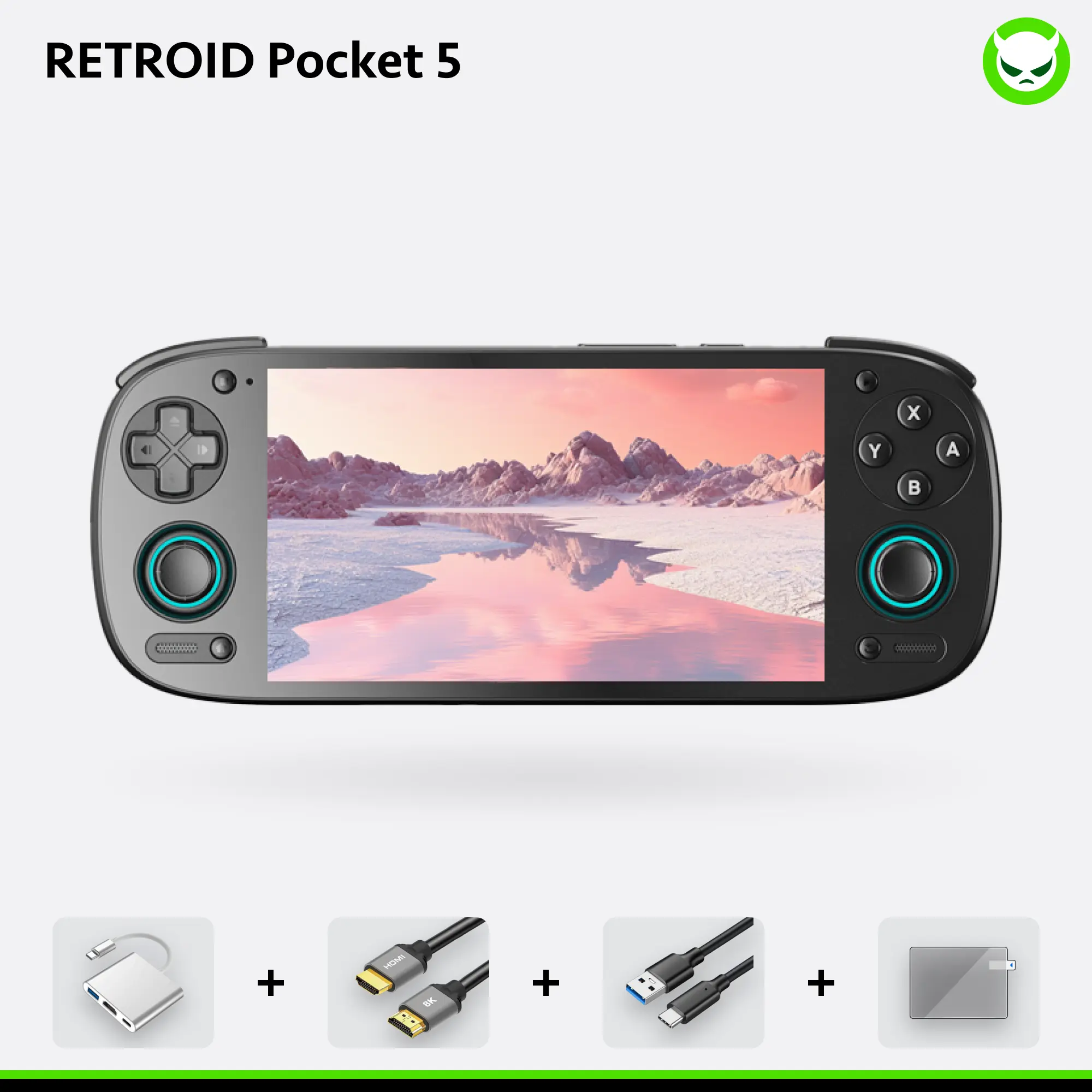 Retroid Pocket 5【Ready to Use】Handheld Console SD865【12GB】【Buy 1 Get 1 Multi-port Adapter+1 8K Projection Cable+1 Type-C Cable】Android 13 Adreno 650 8GB LPDDR4x 5.5-inch AMOLED 1080P Active-cooling 5000mAh WiFi Ready to Use Gift Package