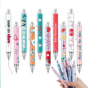 Nurse Themed Ballpoint Pen Set, 10/20pcs Lovely Cartoon Retractable Nursing Pen, Funny Ink Ballpoint for Medical Assistants, Students, Workers, Office Nurse, Unique Pens