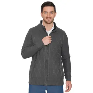 Mens Sherpa Fleece Lined Zip Front Sweater Jacket