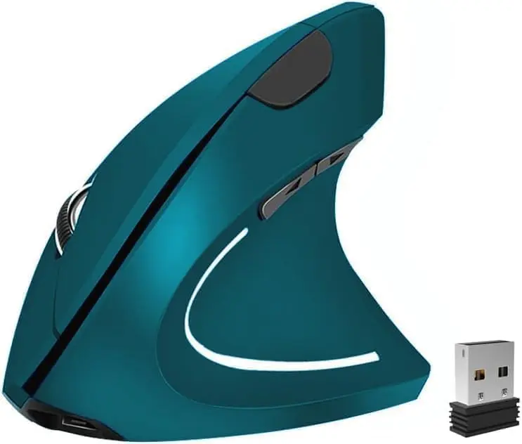 2.4G Wireless Vertical Desktop Mouse, Rechargeable Ergonomic Adjustable Optical Tracking Mouse with 3 DPI Levels (800/1200/1600), 6 Buttons, Silent Design, 9M Durable Clicks, for Laptop, PC, Ergonomic Adjustable Mouse