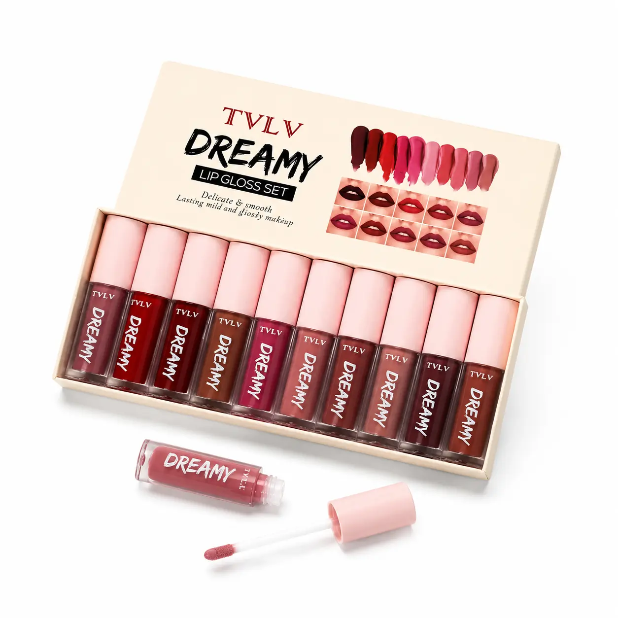10 Colors TVLV Dreamy Matte Liquid Lip Gloss Set Waterproof Longwear Lipstick Gift Kit Lip Products Makeup Long Lasting Matte Lip Kit Sets