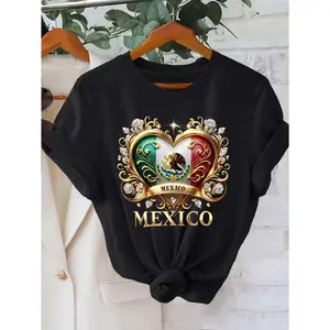 Women's Mexico Graphic Printed Casual T-Shirt Short Sleeve Round Neck Top