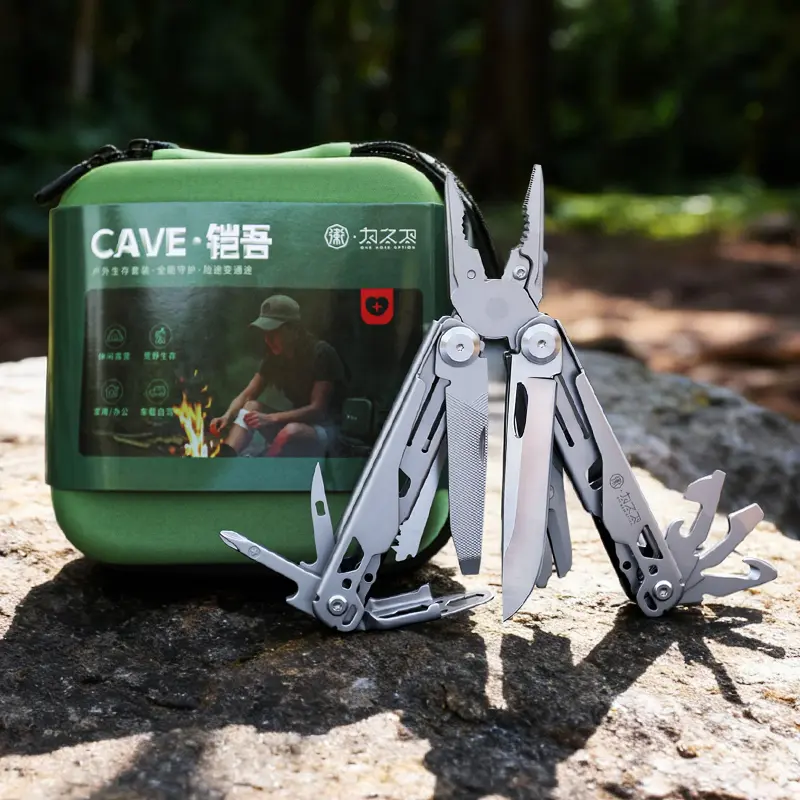 WESVE DR-27 19-in-1 Folding Multi-Tool Pliers with Window Breaker, Car Emergency Repair Hand Tool Kit, Survival Equipment