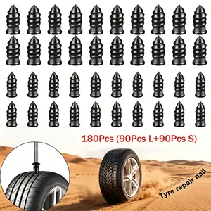 180/120/60Pcs Tire Repair Screws Plugs, Self-service Tyre Repair Vacuum Rubber Nails Kit for Car/Motorcycle/Truck/Tractor, 2 Sizes 5.2x12mm & 6.6x15mm, High-Quality Premium Rubber, Perfect Sealing, Emergency Fix