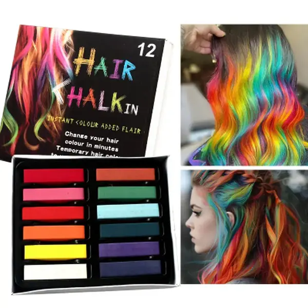 12Pcs Temporary Hair Chalk Set, Washable Hair Color Sticks For Cosplay Party, Hair Coloring, Hair Dye Chalk, Gift, Party Makeup, Color Cosmetics Set, Cosplay Makeup Cos