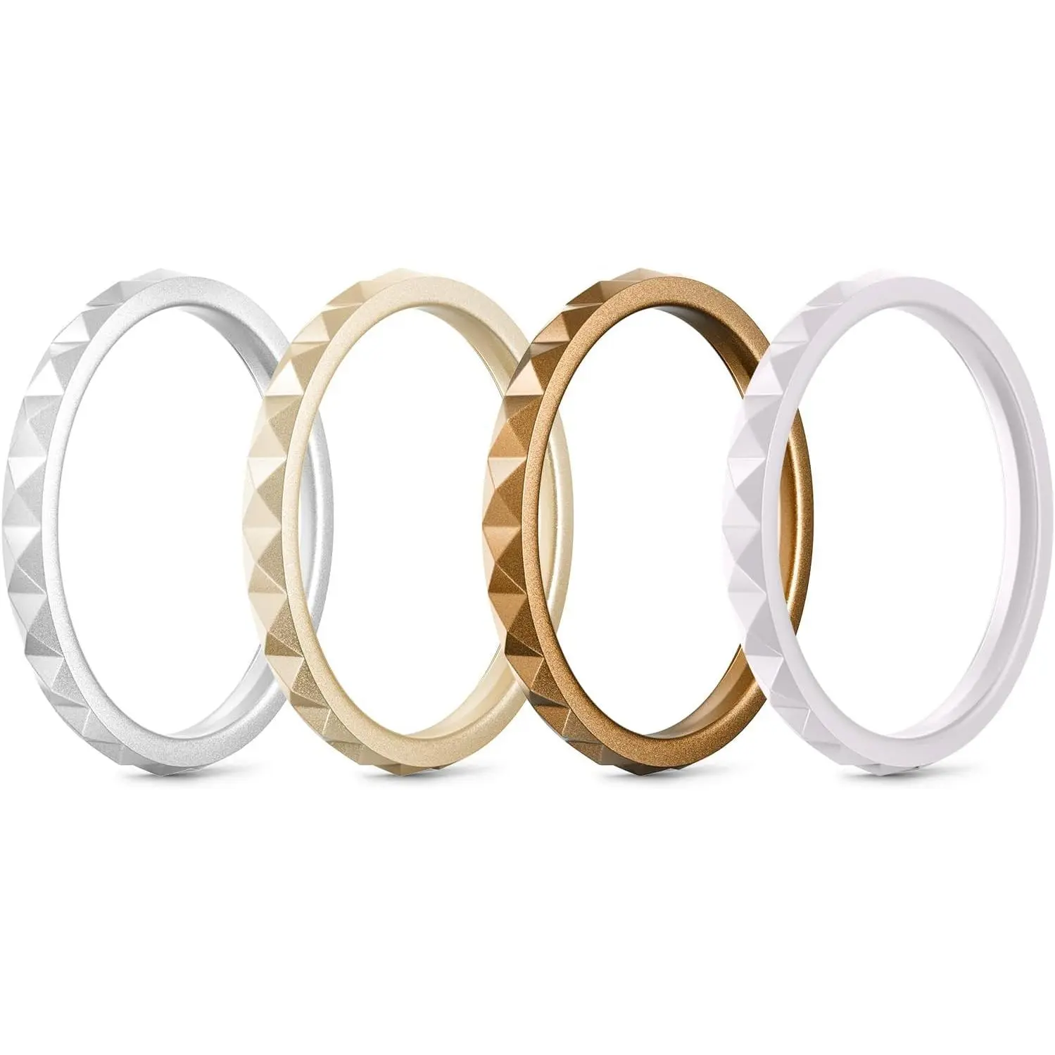 Silicone Wedding bands women:2.5mm Wide - 2mm Thick Gold and Silver Rubber Rings with Half Size,4-8 Variety Multipack