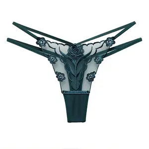Women’s Plus Size All-Mesh Embroidered Low Waist Seamless Thongs - 7-Pack Thin Strap Assorted Packaged Bulk Thongs, Comfortable Stretchable Fantasy-Themed Everyday Underwear, Assorted Packaged Thongs Lingerie Womenswear Panties Style