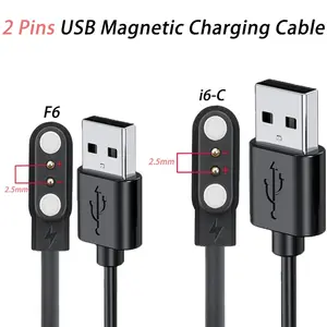 2pcs Magnetic USB Charging Cables for Smart Watches - 2.5mm Pin, Portable & Durable ABS Cord, Compatible with Fitness Trackers, Black (A+B Cables), Smart Watch Charger, Smartwatch Accessories