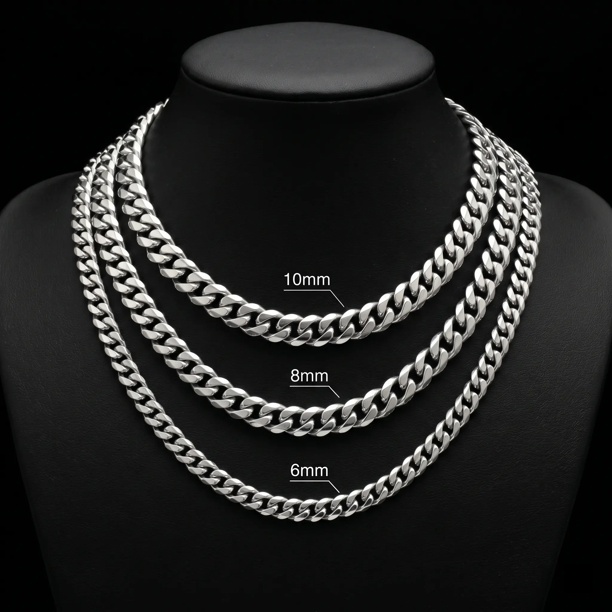 Cuban Link Chain Necklace 6/8/10mm 18-26 Inch, 6-Sided Polished Stainless Steel Anti Tarnish Waterproof Unisex Hip Hop Chain, Men Women Layering Everyday Street Fashion Jewelry, Ideal Gift for Him Her, Cuban Necklace Necklaces, Chain Jewelry Necklaces