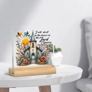 Acrylic Decorative Ornament, Floral & Bird Pattern Clear Desktop Ornament, Home Decor for Living Room Bedroom, Gift for Friend & Family, Signs