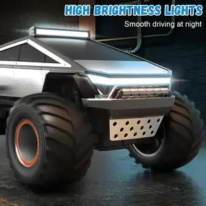 Cybertruck RC Toy Car 1:12 Scale – 4WD Monster Truck Style with LED Lights & Music, All-Terrain Off-Road Pickup with 2.4GHz Remote Control Truck , Ideal Christmas Gift for Kids 6 and Up Boys and Girls cyber Metal Shell Off-Road RC Truck Brushless Rc Cars