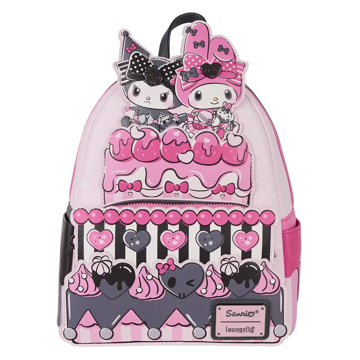 Sanrio My Melody & Kuromi Cute Anime Style Animated Face Mini Cake Backpack, Backpacks for School Functional Bag, Cute Backpack