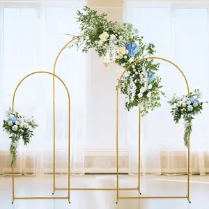 3 Pack Gold Wedding Arch Stand Set, Metal Arched Backdrop Frame for Party Ceremony Decor